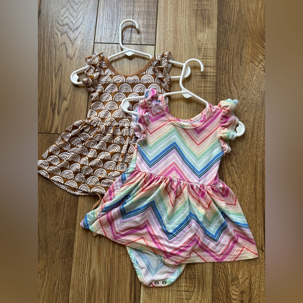 Little Sleepies (lot of 2 skater dresses with bodysuit) 6-12 months